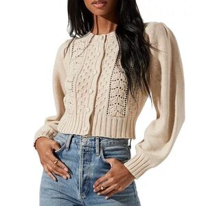 ASTR the Label Marlena Puff Sleeve Cardigan